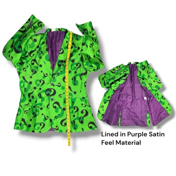 The Riddler Batman Question Mark Suit 3 Piece Costume Set Unisex Men’s Large - Picture 5 of 16